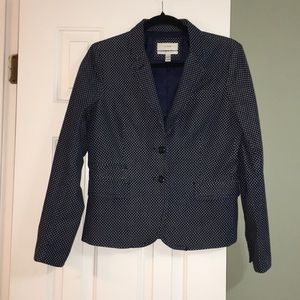 J Crew schoolboy blazer navy and white polka dots